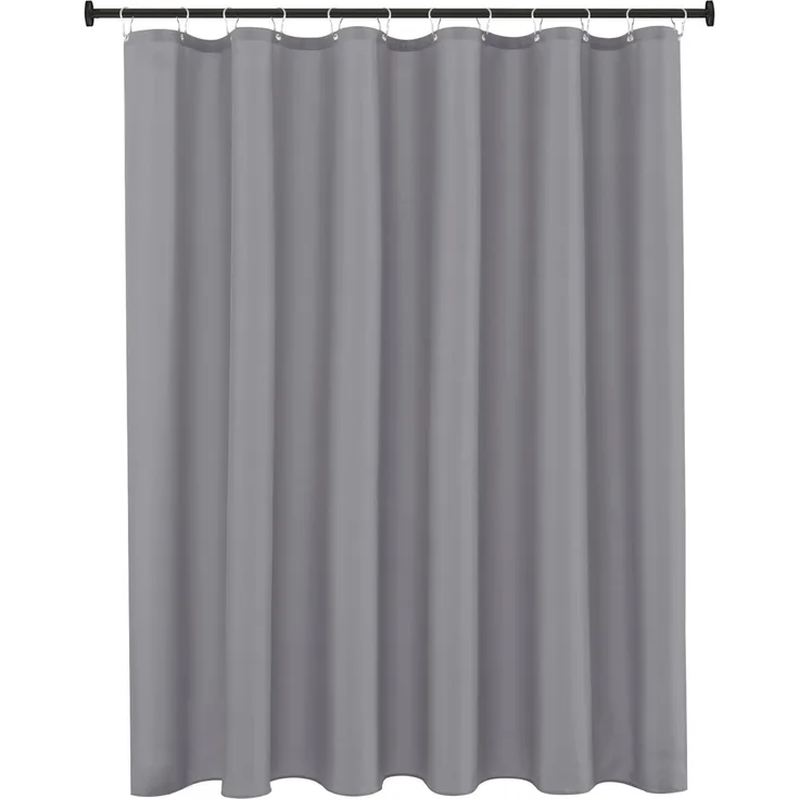 Stoff Duschvorhang 183 × 183 cm Silbergrau, Wasserresistent, Gewichteter Saum, Pflegeleicht