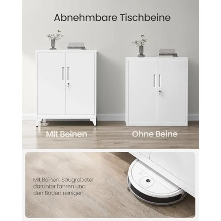 SONGMICS Aktenschrank, Mehrzweckschrank, Büroschrank mit 2 Türen, Schrank abschließbar, Aufbewahrungsschrank aus Stahl, für Arbeitszimmer, Wohnzimmer, mattweiß OMC013W01 – Bild 7