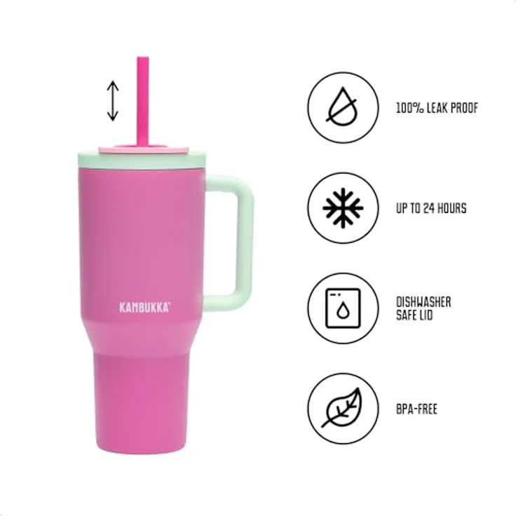 Kambukka Rio Tumbler 950ml Bubblegum Mint Thermobecher mit Teleskopstrohhalm – Bild 6