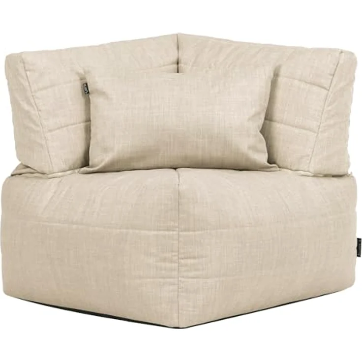 Icon Noa Modular Sofa für Erwachsene, Beige, Webstoff für Drinnen und Draußen, 3 Sitzer Ecksofa, Bequemer Sitzsack Sofa mit Füllung, Garten, Terrasse, Lounge, Wohnzimmer – Bild 5