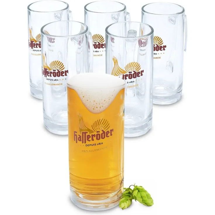 Spetebo Bierglas Bierglas 250 ml aus Klarglas - 6er Set, Glas, Bierglas mit Henkel 250 ml spülmaschinenfest