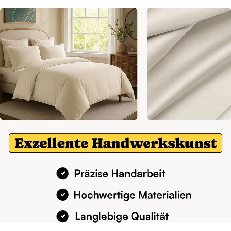 Seralino Spannbettlaken Mako Satin Spannbetttuch (100% Bio Baumwolle), 100% Bio-Baumwolle, Gummizug: rundum, Etiketten zeigen Seiten – schnelles, unkompliziertes Beziehen garantiert, Fairtrade/ GOTS zertifizierte uni Bettlaken, weich – Bild 2