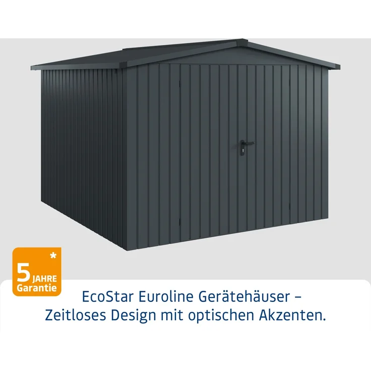 Hörmann Ecostar Metall-Gerätehaus "Euroline Trend" mit Satteldach ESD 10, anthrazitgrau, 262 x 262 cm,2-flüglige Tür – Bild 2