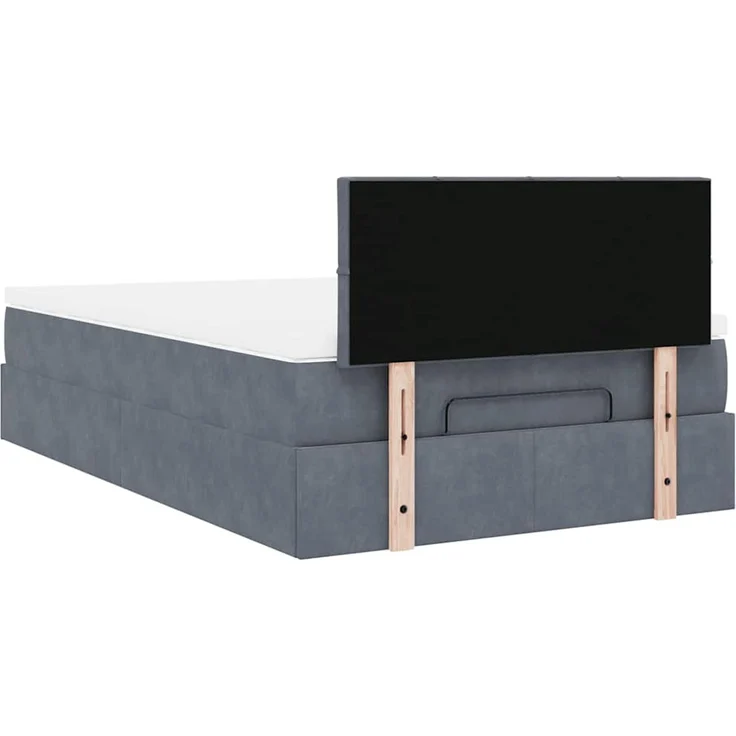 vidaXL Ottomane Bett mit Matratze & LEDs Dunkelgrau 120x190 cm Samt 3312609 – Bild 9
