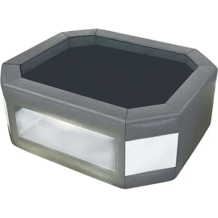 Sofa Dreams - Design Wohnzimmertisch Prato – Mit LED Beleuchtung - Kunstleder - Grau-Weiß