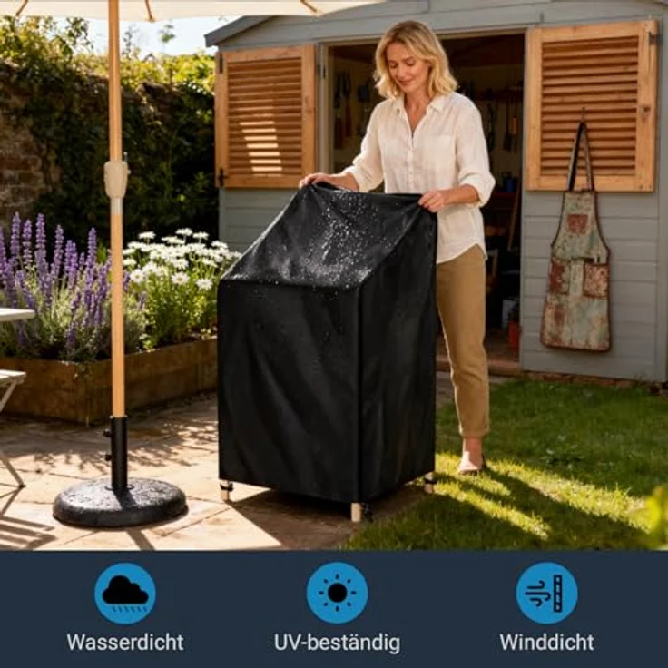 Awnic Gartenstuhl Schutzhülle Abdeckung, 210D Stuhlüberzug Stuhlhüllen Polyester Gewebe Wasserdicht Reißfest 65X75X85X120cm – Bild 4