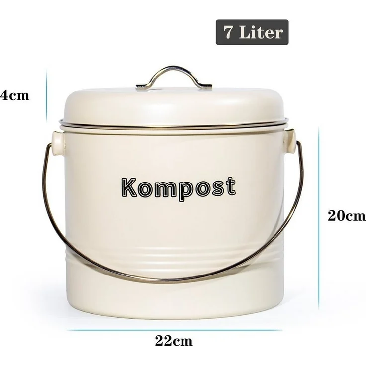 Zedelmaier Biomülleimer Biomülleimer Küche, Bio Mülleimer, Komposteimer Metall, Geruchsdicht mit Aktivkohlefiltern, Biomüll Retro 7L – Bild 3