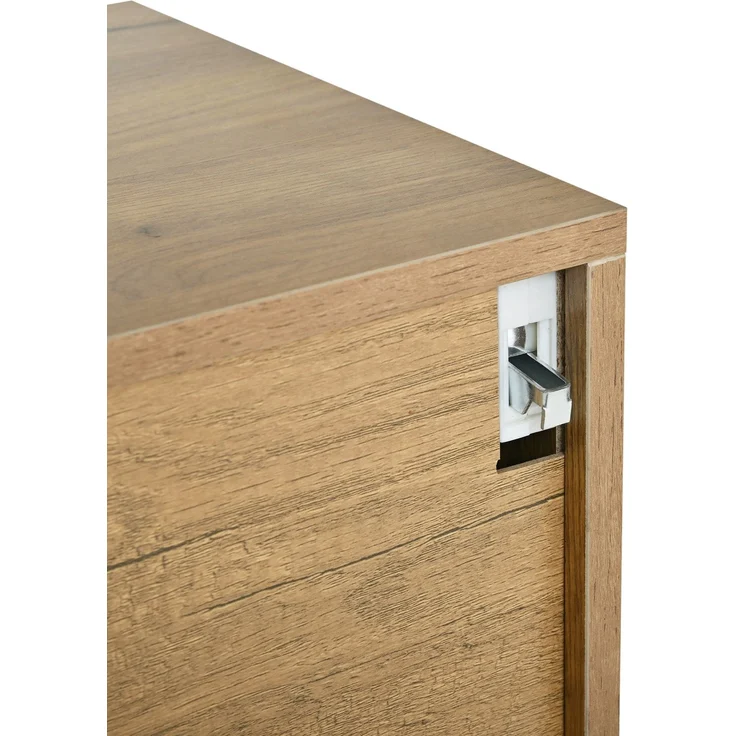 DESVIAE TV-Schrank-Set 3-tlg. mit LED-Beleuchtung und 3 Schubladen 180x40x45 cm MDF Naturholz/Schwarz – Bild 9