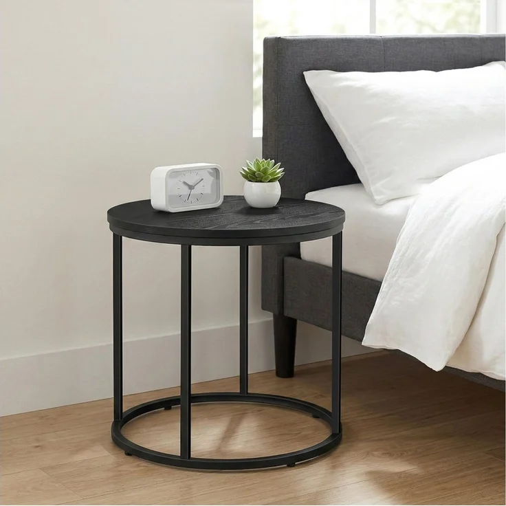 Home Collective Couchtisch 2er Set Beistelltisch Loft Design 2in1 Verschachtelung Wohnzimmer, kratzfeste Oberfläche 53cm & 43cm Schwarz mit Schwarzen Beinen – Bild 4