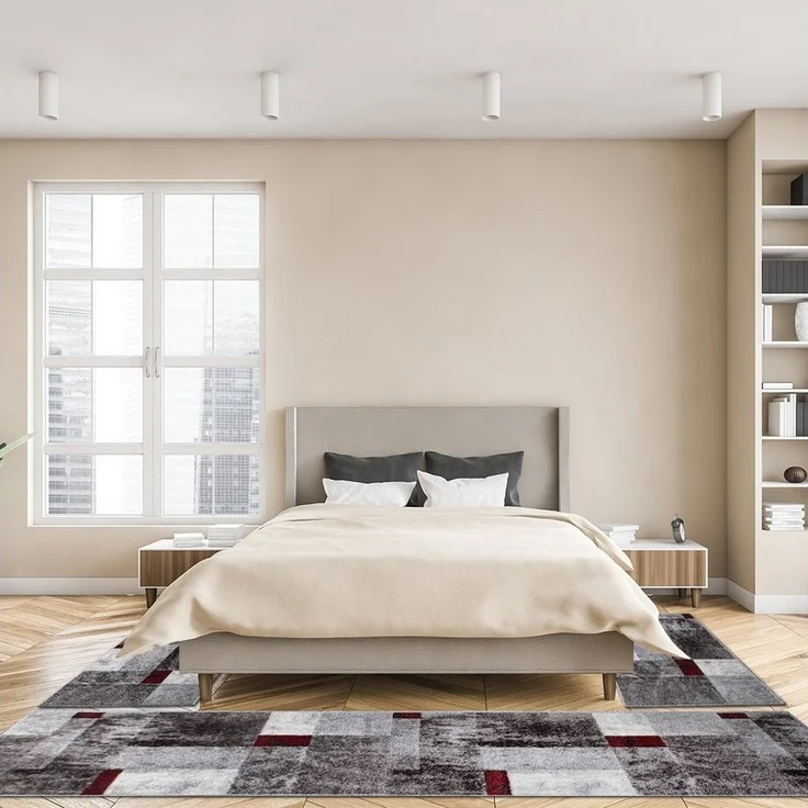 oKu-Tex Bettumrandung PHOENIX, Bettvorleger-Set, 3-tlg. Schlafzimmer, Höhe 11 mm, (Set, 3-tlg. 1 x 67 x 340 cm + 2 x 67 x 140 cm), Bettumrandung 3 teilig, weicher Kurzflor, modernes Design, meliert – Bild 5