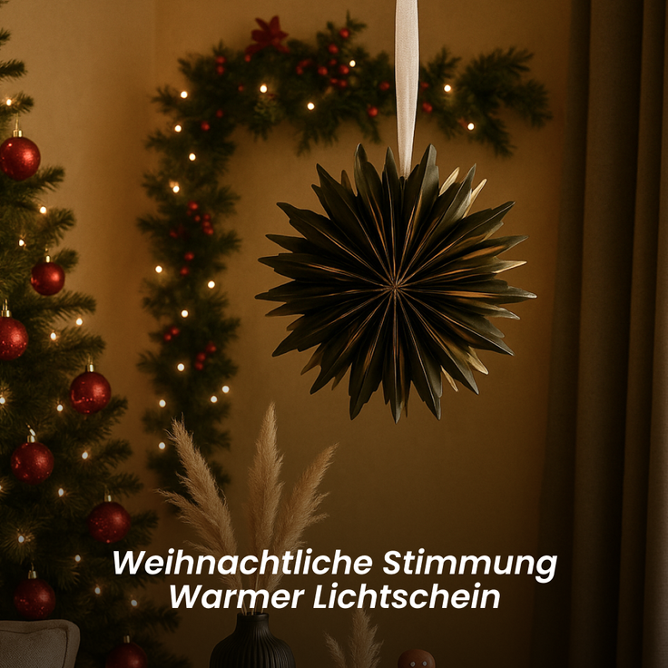 Star - Papierstern Dis Grün 40 cm - stilvoller halbtransparenter Weihnachtsstern für Innen, perfekt für Fenster & Wand – Bild 2