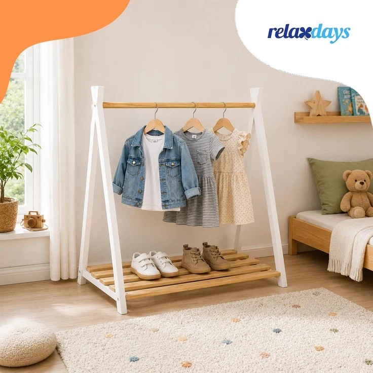 Relaxdays Kinder-Kleiderständer aus Kiefernholz – Bild 2