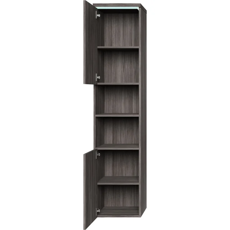 Badplaats Badezimmerschrank Paso 35 x 35 x 160 cm Grau Eiche - Hoch Badschrank Mit 2 Türen – Bild 2