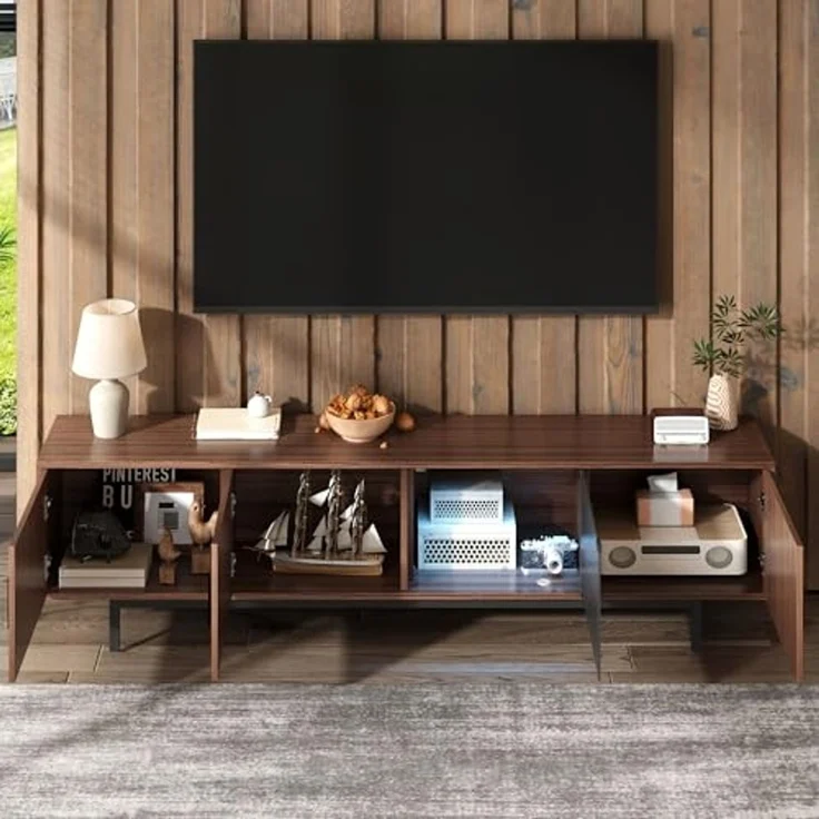 FurnitureR TV-Lowboard mit geschnitzter Holzoptik, Doppel-Schubladen & breiter Ablagefläche für Moderne Wohnzimmer – Bild 5