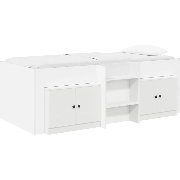 vidaXL Loft Bettgestell mit Schrank mit Tür 3 stk. Weiß Holzwerkstoff 3423382 – Bild 2