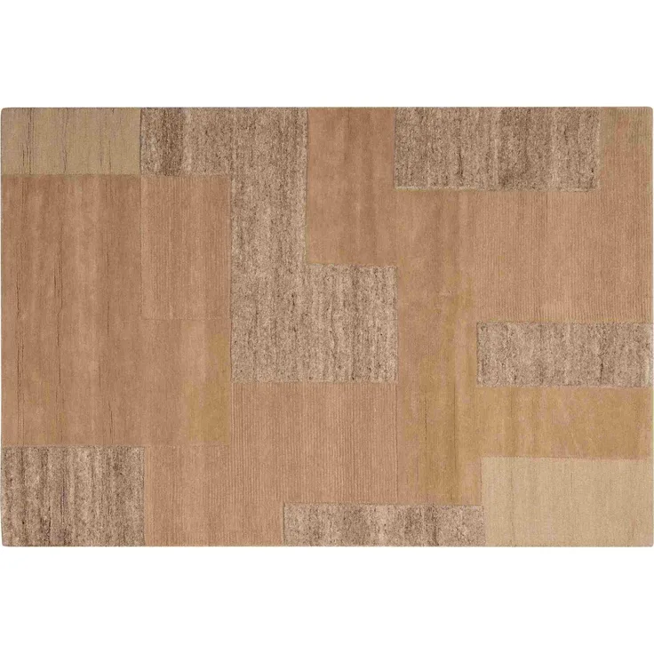 Teppich Noven handgewebt aus Wolle und Baumwolle, modern, sandfarben, 170x240 cm