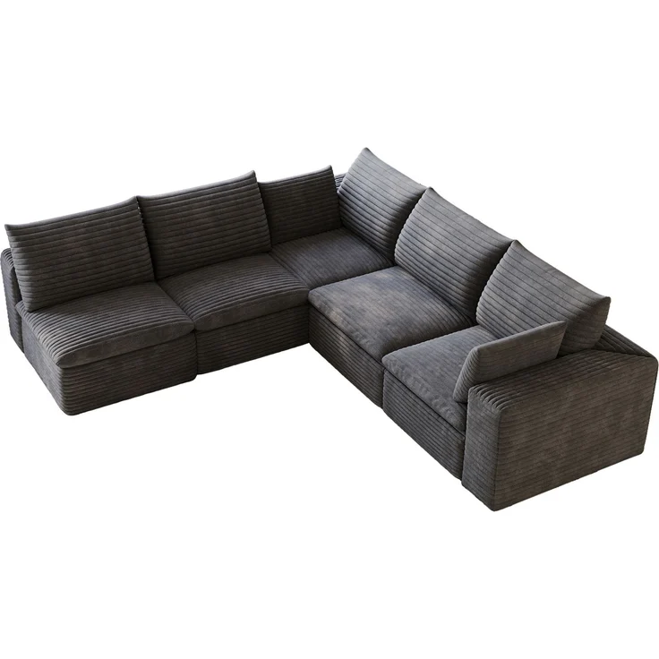 DESVIAE Sofa modular 260x250x60 cm aus Stoff Dunkelgrau mit Schaumstoffpolsterung – Bild 7