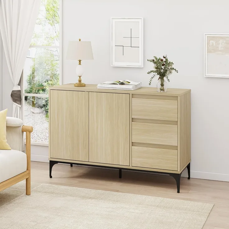 Sideboard Kistiandi 77x120x40 cm Eicheoptik, hell [en. casa]