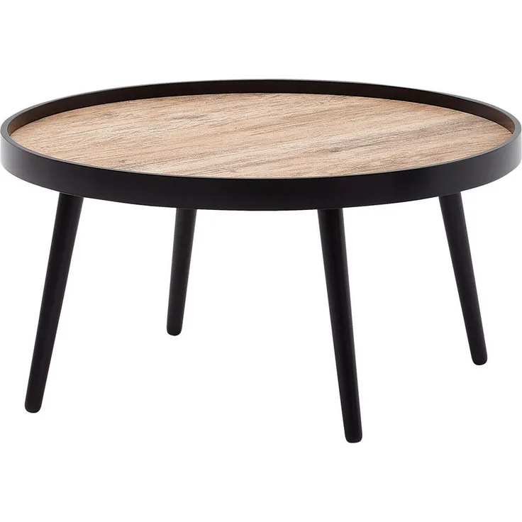 MID.YOU Mid.you Couchtisch, Schwarz, massives Kautschukholz, rund, konisch, 76x40x76 cm