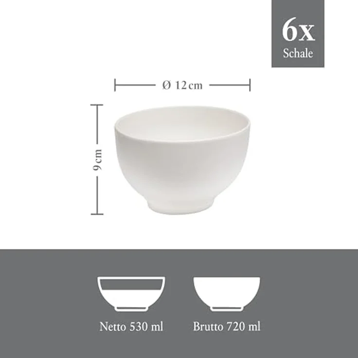 vivo | Villeroy & Boch Group Basic White Müslischale ø 12 cm 6er Set – Bild 3