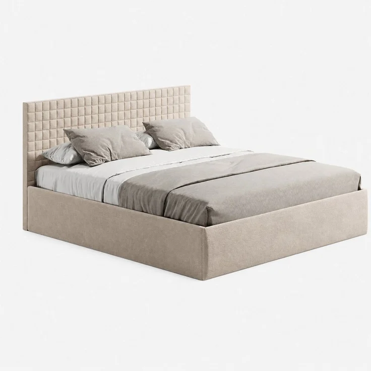 Home Collective Polsterbett Doppelbett mit Stauraum, verstellbarem Lattenrost, Größen 140x200 bis 200x200, Beige, VARDO-Stoff, Made in Germany