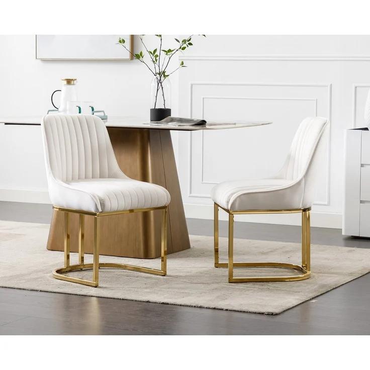 WAHSON OFFICE CHAIRS Esszimmerstuhl 2er Set Küchenstuhl mit goldene Stuhlbeine – Bild 2