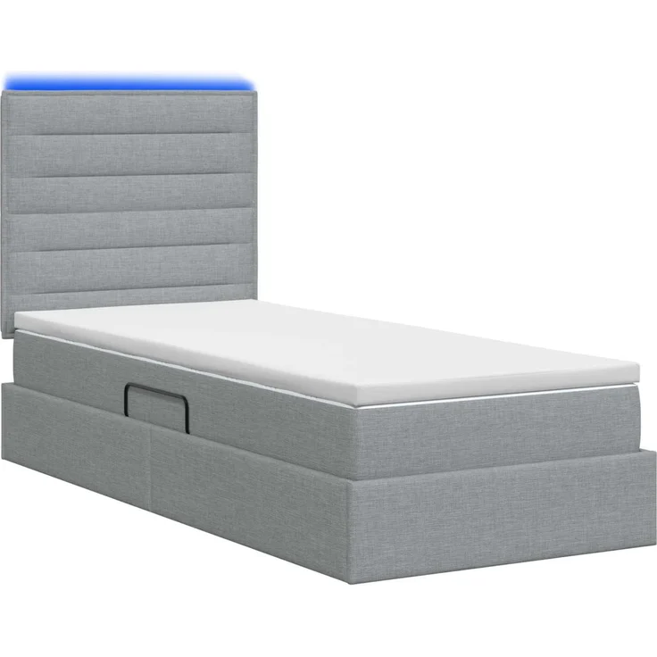 vidaXL LED-Speicherbett mit Matratze Hellgrau 90 x 200 cm Stoff 3459855 – Bild 9