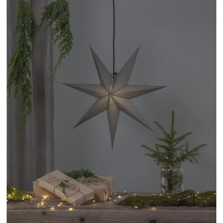 EGLO Weihnachtsstern Frozen, Dekostern für innen aus Papier zum Aufhängen, Fensterdeko in Grau, 3D Adventsstern, Wand Deko Wohnzimmer, E14 Fassung, 70 cm – Bild 2