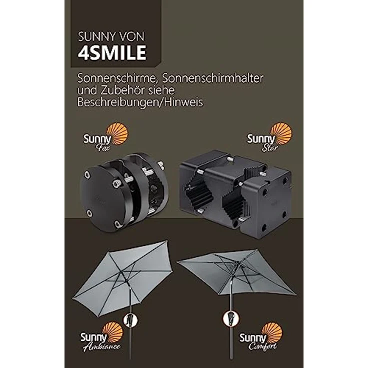 4smile Sonnenschirmhalter Balkongeländer – Aluminium Sonnenschirm Balkon Halterung - Schirmhalterung SunnySquare, stabiles Universaltalent, hält jeden Balkonschirm, schwarz – Bild 7