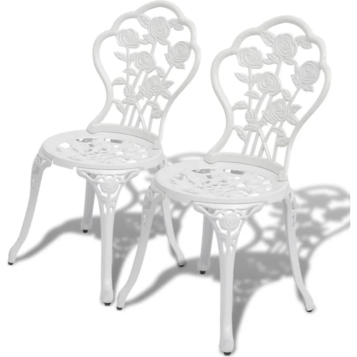 vidaXL 3-tlg. Bistro-Set Aluminiumguss Weiß 42165 – Bild 3