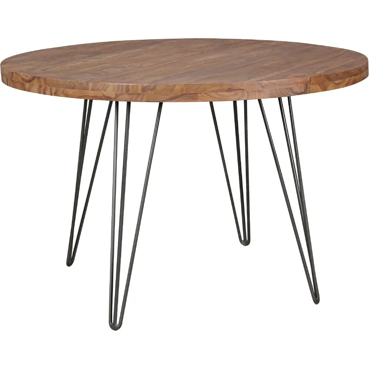 Wohnling Design Esszimmertisch BAGLI rund Ø 120x78 cm, Sheesham Massiv-Holz