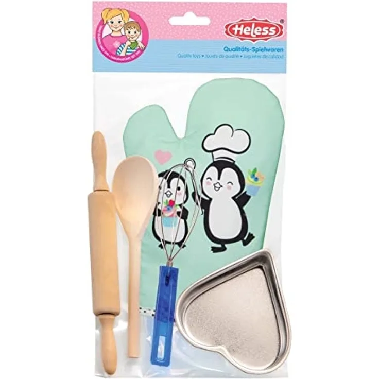 Heless - Kinder-Backset mit Topfhandschuh Pinguin und Backzubehör