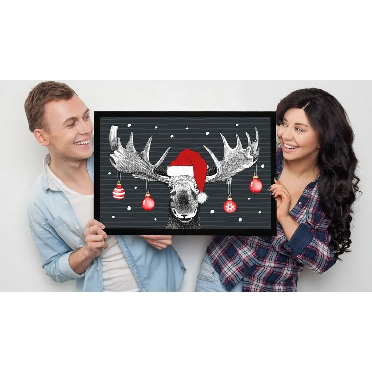 MoonWorks Fußmatte Fußmatte Elch Weihnachten Christmas Wintermotive Weihnachtsdeko, rechteckig – Bild 3