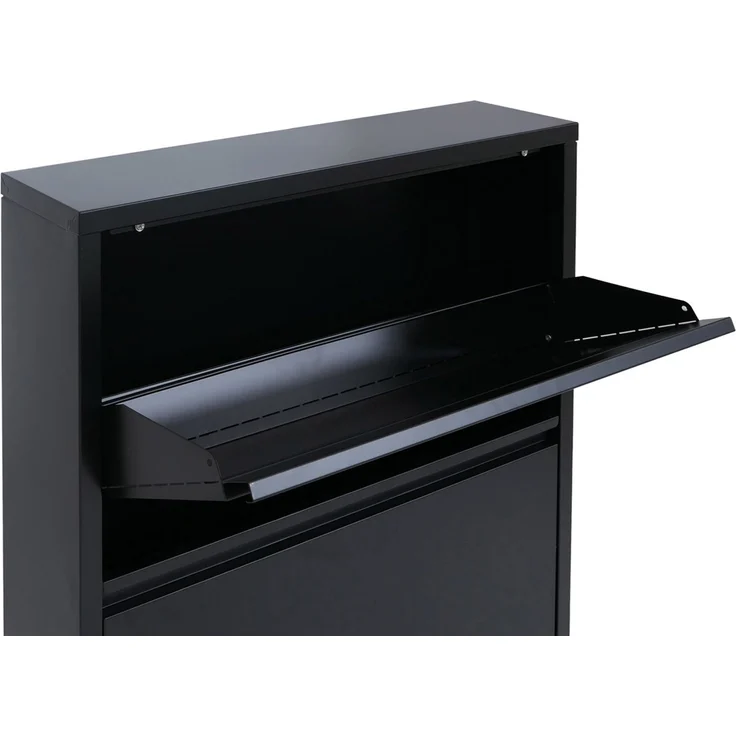 Schuhkipper HWC-R25, Schuhschrank Schuhregal, 5 Kippfächer für 15 Paar Schuhe, Metall 169x66x16cm ~ schwarz – Bild 5