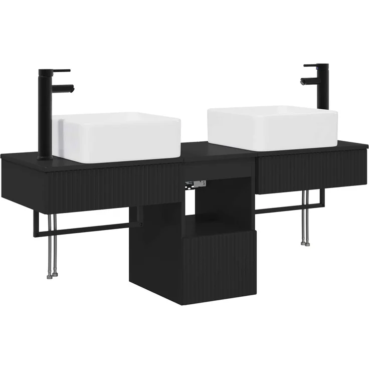 vidaXL Badezimmerschrank-Set 3 stk. Schwarz 130 x 41 x 80 cm 3405598 – Bild 2