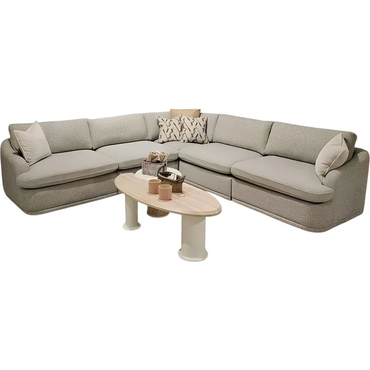 JVmoebel Modulares Ecksofa Grau, 4-teiliges L-Form Sofa aus pflegeleichtem Textil mit hohem Sitzkomfort, Made in Europa