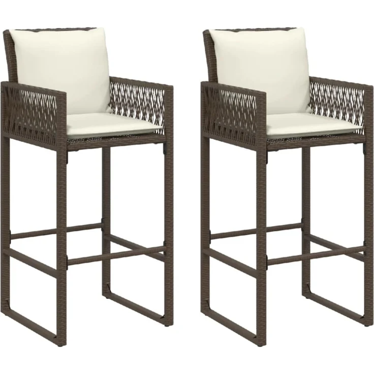 vidaXL Garten-Barhocker mit Kissen 2 Stk. Braun Poly Rattan 368706 – Bild 9