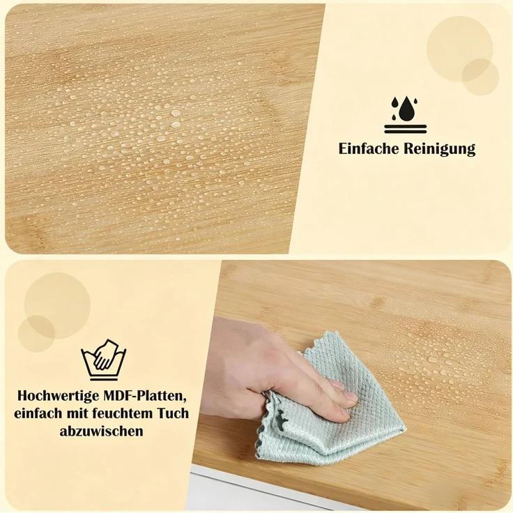 Küchenwagen aus MDF mit Schublade und Rollen, 73x38x88 cm, Weiß/Holzkorn – Bild 7
