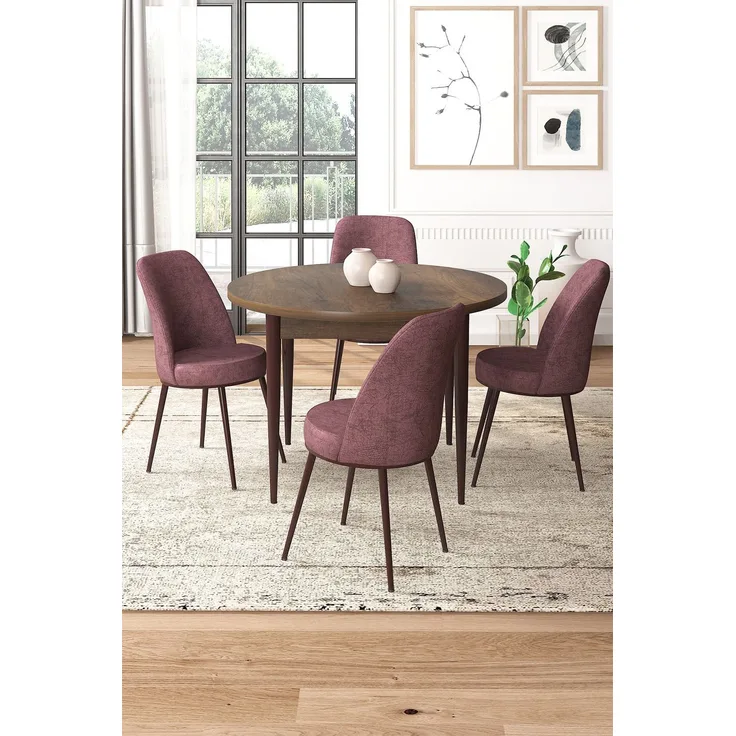 Skye Decor 'Tor - Baroque, Dusty Rose' Essgruppe (5-teilig), Barock / Altrosa, 90 x 75 x 90 cm