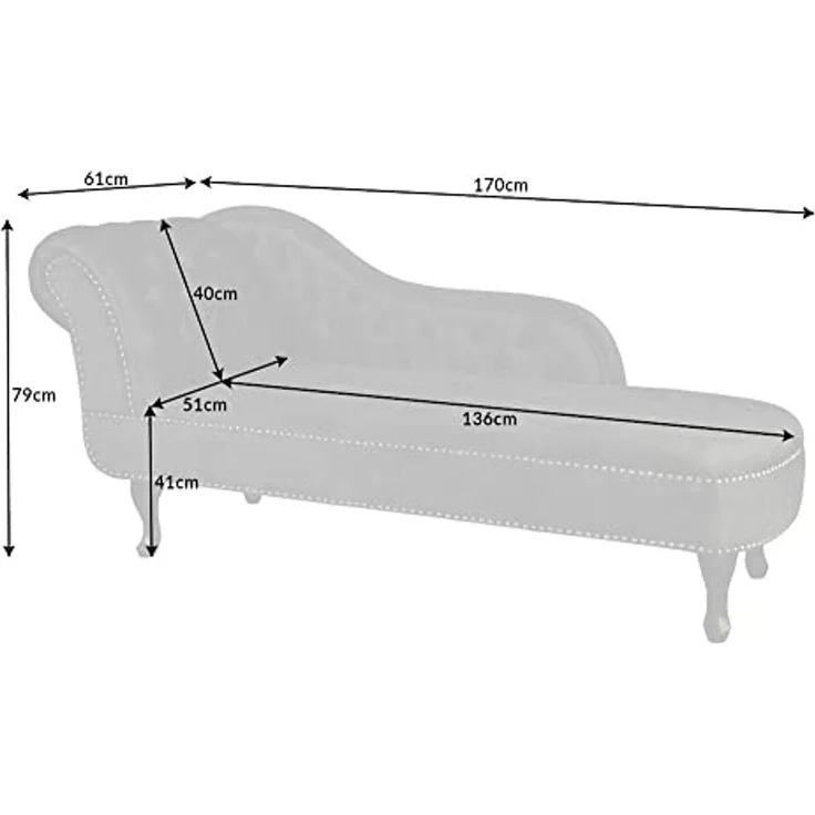 riess-ambiente Recamiere CHESTERFIELD 170cm grau / dunkelbraun, Einzelartikel 1 Teile, Wohnzimmer · Strukturstoff · Chesterfield – Bild 3