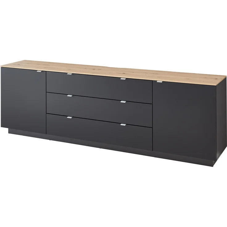 Lowboard >Core< in schwarz supermatt Dekor, MDF, Spannplatte - 240x77x44 (BxHxT) – Bild 1