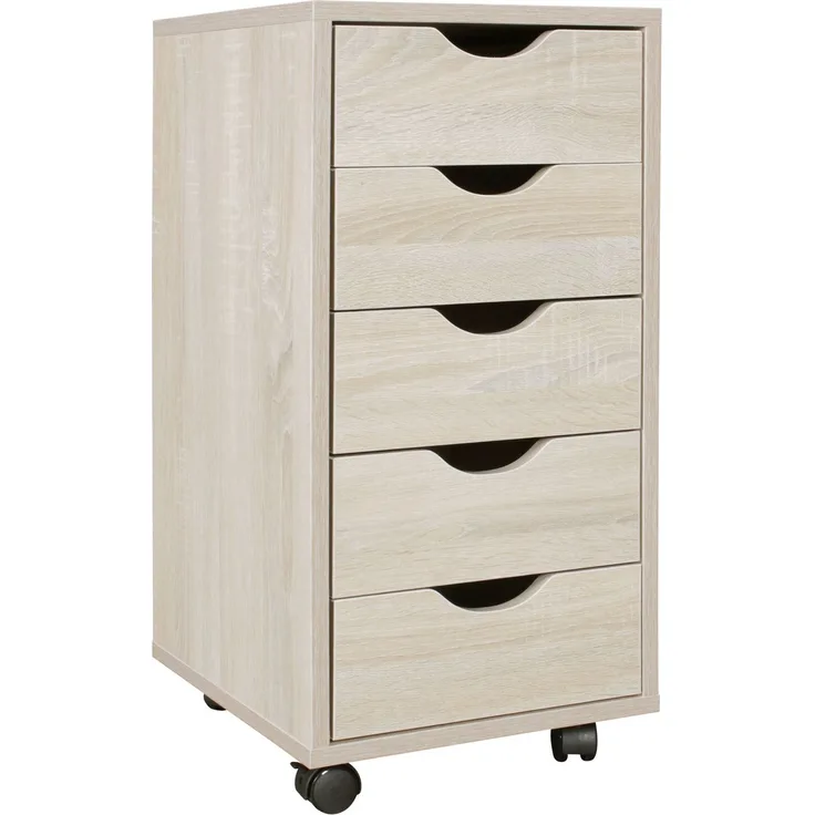 Wohnling Rollcontainer MDF-Holz 5 Schubladen Sonoma