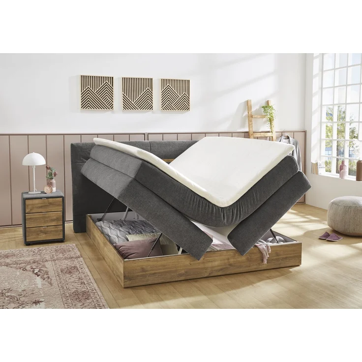 Jockenhöfer 'Nika Max' Boxspringbett, 180x200 cm, Chenille Dunkelgrau – Bild 4