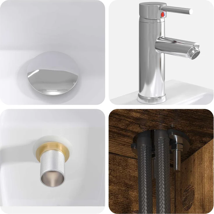 vidaXL Badezimmerschrank-Set 2 stk. Geräucherte Eiche 3403892 – Bild 8