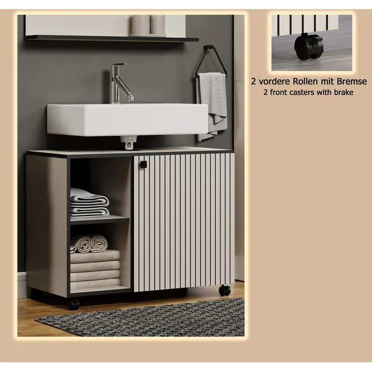 Waschbeckenunterschrank Bliss in grau 80 cm – Bild 9