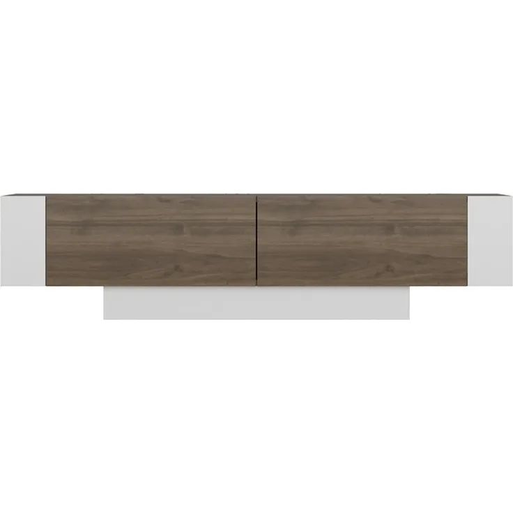 Calicosy TV-Schrank 2 Türen Nussbaum und Weiß Dekor L150 cm - MATERA - Dunkles Holz
