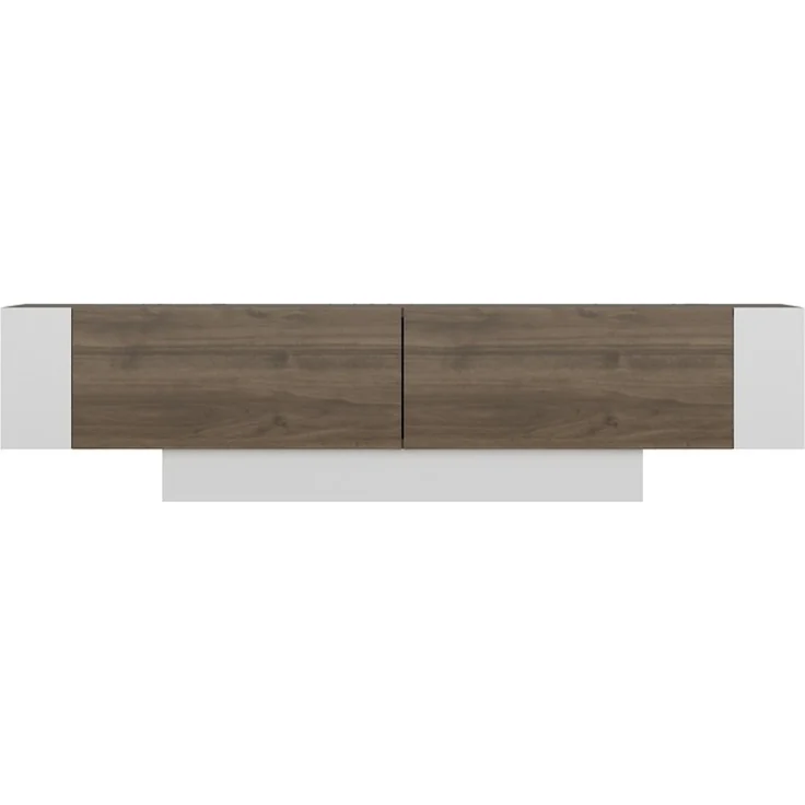 Calicosy TV-Schrank 2 Türen Nussbaum und Weiß Dekor L150 cm - MATERA - Dunkles Holz – Bild 1