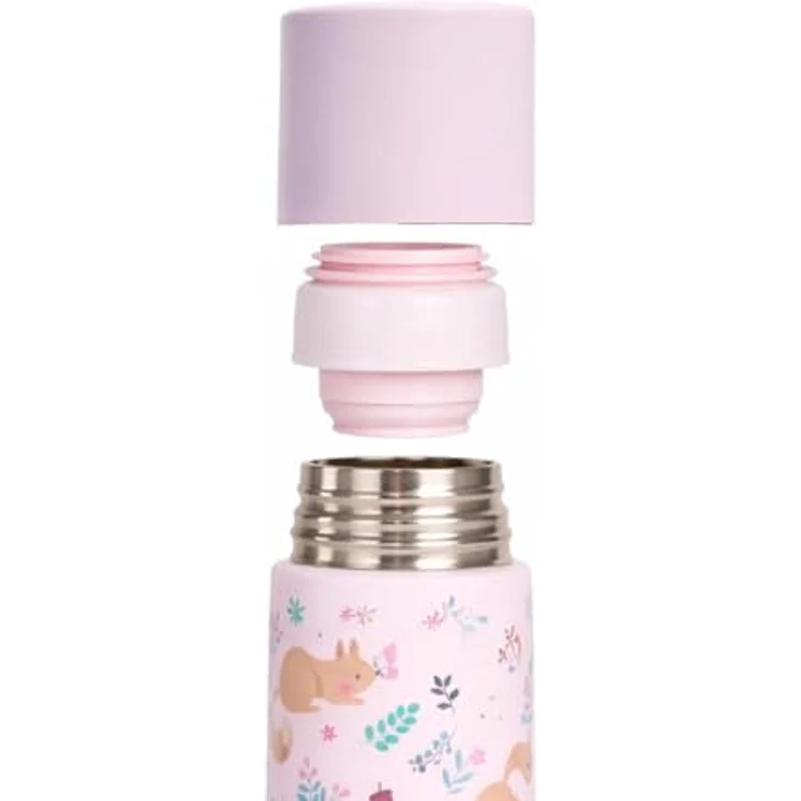 Miniland Trinkflasche aus Edelstahl für 500 ml Flüssigkeit, hält die Temperatur +12h, sowohl kalt als auch warm, mit luftdichtem Verschluss und Tropfschutz, auslaufsichere Trinkflasche | Squirrel – Bild 2