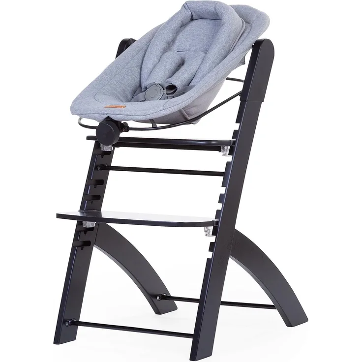 CHILDHOME, Neugeborenen-Sitz, kompatibel mit Childhome Evosit Babyhochstuhl, ab Geburt, bis zu 6 Monaten, verschiedene Neigungen, 5-Punkt-Gurt, Jersey 100% Baumwolle Ökotex, schwartz