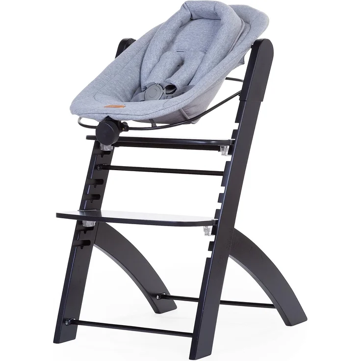 CHILDHOME, Neugeborenen-Sitz, kompatibel mit Childhome Evosit Babyhochstuhl, ab Geburt, bis zu 6 Monaten, verschiedene Neigungen, 5-Punkt-Gurt, Jersey 100% Baumwolle Ökotex, schwartz